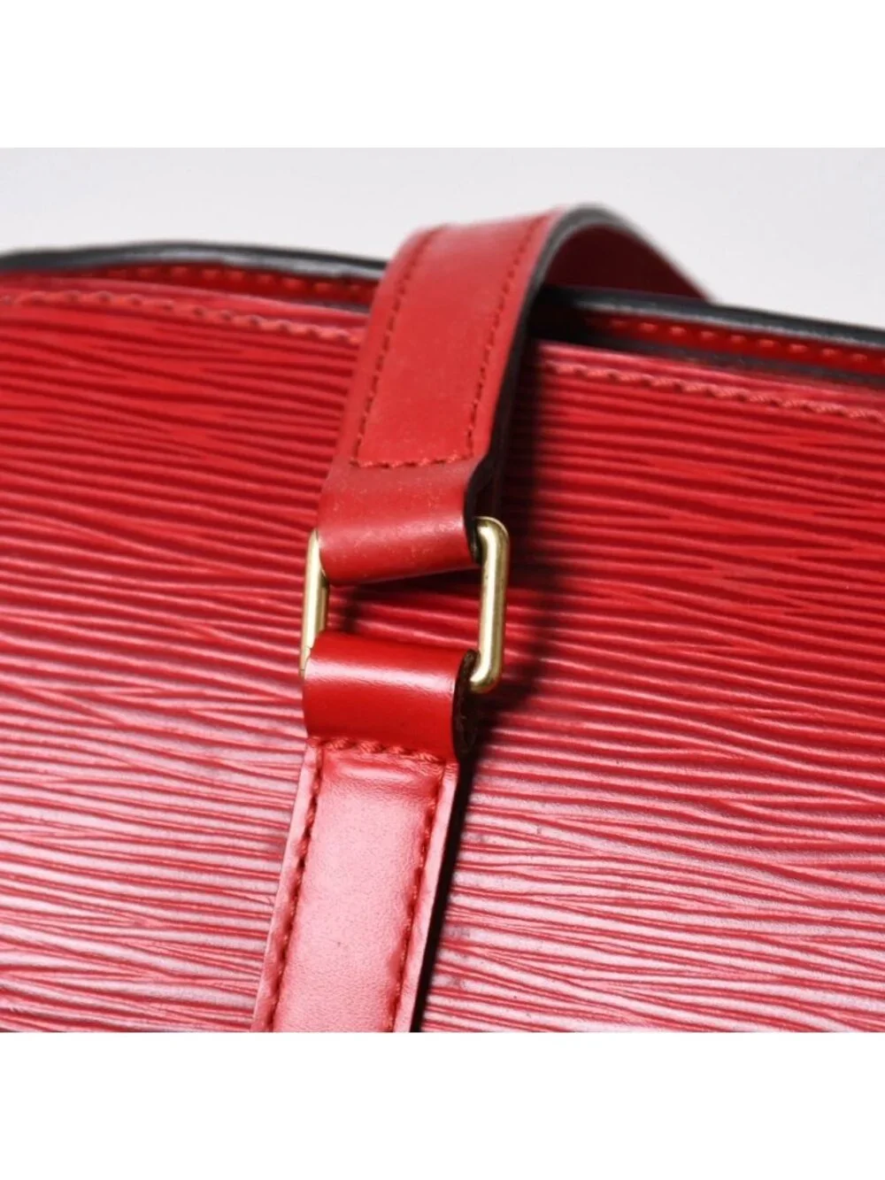 Louis Vuitton Soufflot Handbag Epi Leather Red Gold